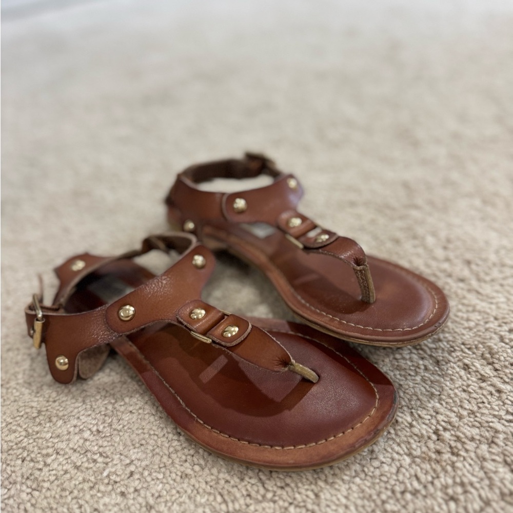 Madden Girl Tan Kids Sandals with Gold Accents